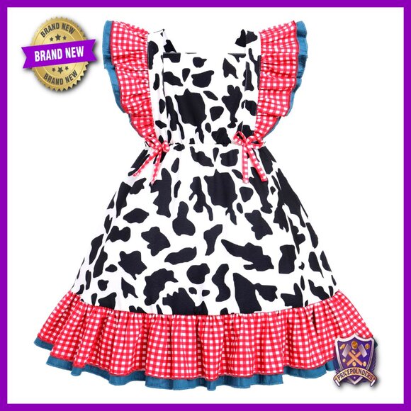 Toddler Tutu Dress Sleeveless Princess Party Gingham Ruffle Vintage Boho